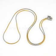 Trendy Unisex 201 Stainless Steel Snake Chain Necklaces, with Lobster Claw Clasps, Golden & Stainless Steel Color, 19.5 inch(49.5cm), 1mm(NJEW-L043-06M)