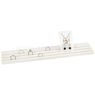 3-Slot Rectangle Wood Earring Cards Display Stands, Earring Organizer Holder, White, 38.9x7.7x1.05cm, Slot: 2.6mm(RDIS-WH0006-28A)