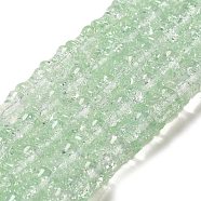 Transparent Crackle Glass Beads Strands, Bamboo Joint, Pale Green, 8x10.5mm, Hole: 1.7mm, about 38pcs/strand, 15.35''(39cm)(GLAA-D025-01C)