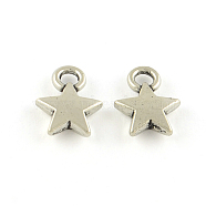 Tibetan Style Alloy Star Charms, Cadmium Free & Lead Free, Antique Silver, 12x9x2mm, Hole: 2mm, about 1810pcs/1000g(TIBEP-S293-024AS-LF)