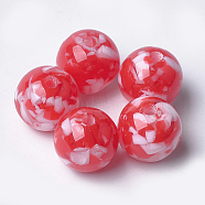 Resin Beads, Imitation Gemstone Chips Style, Round, Red, 12x11.5mm, Hole: 1.5mm(RESI-S370-05F)