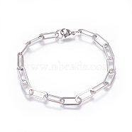 304 Stainless Steel Chain Bracelets, with Lobster Claw Clasps, Stainless Steel Color, 9 inch(23cm)(BJEW-L160-001P)