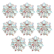 WADORN Alloy Buttons, with Glass Rhinestones, Flower, Clear AB, 28.5x7.5mm, 8pcs/box(BUTT-WR0001-22)