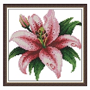 Lily Pattern DIY Cross Stitch Beginner Kits, Stamped Cross Stitch Kit, Including 11CT Printed Cotton Fabric, Embroidery Thread & Needles, Instructions, Colorful, Fabric: 260x260x1mm(DIY-NH0001-02)