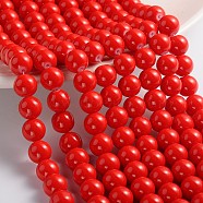 Painted Glass Bead Strands, Baking Paint, Round, Red, 10mm, Hole: 1.3~1.6mm, about 80pcs/strand, 31.4 inch(DGLA-S071-10mm-49)