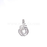 Hollow Brass Bead Cage Pendants, Heart Charms, Platinum, 14mm(FIND-PW0024-27A)