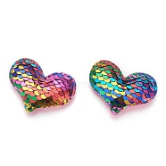 Glitter Sequins Fabric Heart Padded Patches, for DIY Crafts Clothes Hats Hairpin Ornament Accessories, Colorful, 41x54x10mm(DIY-WH0083-A02)