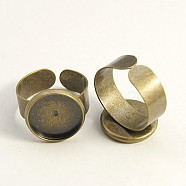 Cuff Brass Ring Shanks, Pad Ring Bases, For Vintage Rings Making, Lead Free and Cadmium Free, Antique Bronze, 18mm, 14mm(UNKW-C2902-AB)