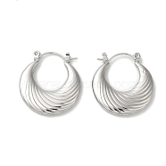 304 Stainless Steel Hoop Earrings for Women, Double Horn, Stainless Steel Color, 25x23x3mm(EJEW-Z026-19P)