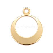 201 Stainless Steel Pendants, Round Ring, Real 24k Gold Plated, 26x21x1mm, Hole: 2.8mm(STAS-K217-49B-G)