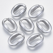 Opaque Spray Painted Acrylic Linking Rings, Quick Link Connectors, for Cable Chains Making, Oval, Silver, 27x19x10mm, Inner Diameter: 19x8.5mm, about 276pcs/500g(OACR-S021-62A-B02)