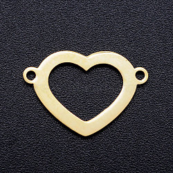 201 Stainless Steel Links connectors, Heart, Golden, 12.5x18x1mm, Hole: 1.2mm(STAS-T046-JA365-2)