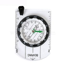 Mini Map Scale Ruler Compass, Waterproof Compass, with Acrylic and Metal Pin, Clear, 7x4.8x0.9cm, Packing Size: 7.8x5.5x1.3cm(TOOL-F009-09)
