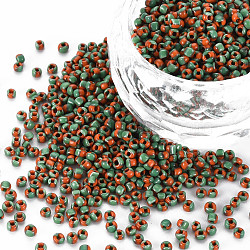 12/0 Two Tone Opaque Glass Seed Beads, Opaque Colours Seep, Round Hole, Column, Orange, 2~2.5x1.5~2mm, Hole: 0.7mm, about 450g/Pound(SEED-T006-01A-A01)