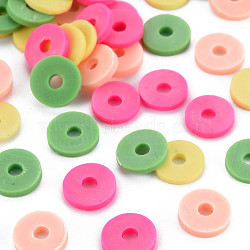 4 Colors Handmade Polymer Clay Beads, Heishi Beads, Disc/Flat Round, Deep Pink & Light Khaki & Dark Sea Green & PeachPuff, 8x0.5~1.5mm, Hole: 2mm, about 11500pcs/1000g(CLAY-N011-032-18)