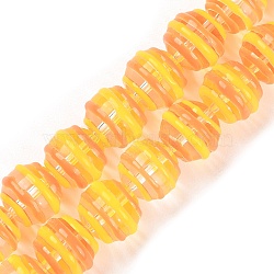 Handmade Lampwork Beads Strands, with Enamel, Round, Orange, 12.5~13mm, Hole: 1.5mm, about 33pcs/strand, 14.88~14.96 inch(37.8~38cm)(LAMP-F032-01B)