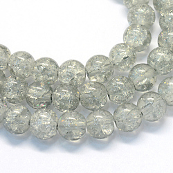 Baking Painted Transparent Crackle Glass Round Bead Strands, Light Grey, 6.5mm, Hole: 1.5mm, about 145pcs/strand, 31.4 inch(X-DGLA-Q018-6mm-41)