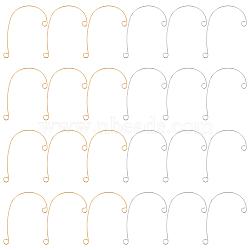 40Pcs 2 Colors 316 Stainless Steel Ear Cuff Findings, Climber Wrap Around Non Piercing Earring Findings with 2 Loop, Golden & Stainless Steel Color, 59x37x0.5mm, Hole: 4mm, 20pcs/color(STAS-UN0037-75)