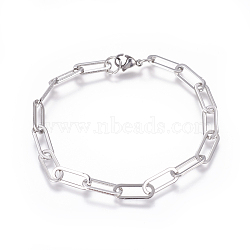 Tarnish Resistant 304 Stainless Steel Chain Bracelets, with Lobster Claw Clasps, Stainless Steel Color, 9 inch(23cm)(BJEW-L160-001P)