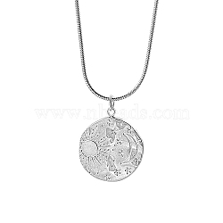 Moon & Sun Stainless Steel Pendant Necklaces, with Snake Chains, Stainless Steel Color, 17.72 inch(45cm)(XK8598-2)