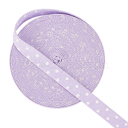 10 Yards Polycotton Ribbons, Garment Accessories, Polka Dot Pattern, Lilac, 3/8 inch(10mm)(OCOR-WH0070-53C)