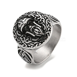 304 Stainless Steel Ring, Skull, Inner Diameter: 19mm(RJEW-B055-04AS-11)