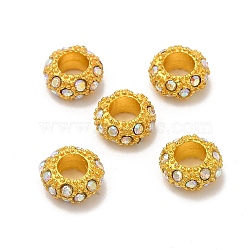 Alloy Rhinestone European Beads, Large Hole Beads, AB Color, Rondelle, Golden, 11x6mm, Hole: 5mm(CPDL-H999-18G)