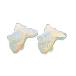 Opalite Carved Goldfish Figurines, for Home Office Desktop Feng Shui Ornament, 21.5x29~29.5x37~39mm(DJEW-D012-08M)