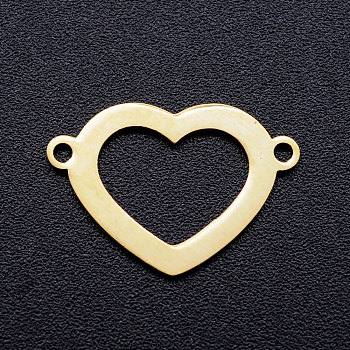 201 Stainless Steel Links connectors, Heart, Golden, 12.5x18x1mm, Hole: 1.2mm