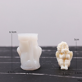 3D Angel DIY Food Grade Silicone Candle Molds, Aromatherapy Candle Moulds, Scented Candle Making Molds, White, 6.5x4.9x4.3cm, Inner Diameter: 5x3.5x3.4cm