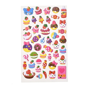 3D Cartoon PVC Bubble Stickers, for Diary, Notebooks, Cake Pattern, 11~25x6~24mm