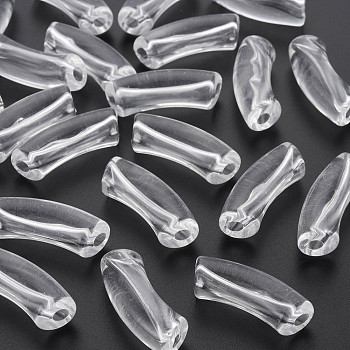 Transparent Acrylic Beads, Curved Tube, Clear, 36x13.5x11.5mm, Hole: 4mm, about 148pcs/500g