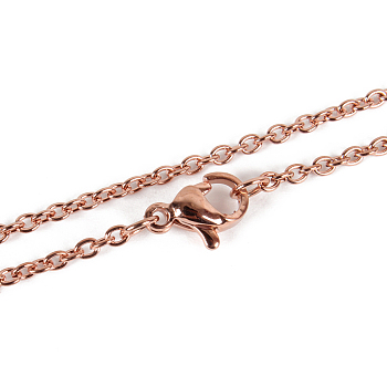 Unisex 304 Stainless Steel Cable Chain Necklaces, with Lobster Claw Clasps, Rose Gold, 17.7 inch(45cm)