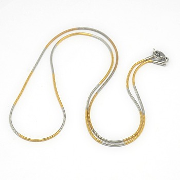 Trendy Unisex 201 Stainless Steel Snake Chain Necklaces, with Lobster Claw Clasps, Golden & Stainless Steel Color, 19.5 inch(49.5cm), 1mm
