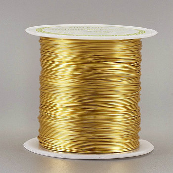 Round Copper Wire Copper Beading Wire for Jewelry Making, Long-Lasting Plated, Gold, 0.3mm, about 236.22 Feet(72m)/roll