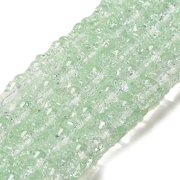 Transparent Crackle Glass Beads Strands, Bamboo Joint, Pale Green, 8x10.5mm, Hole: 1.7mm, about 38pcs/strand, 15.35''(39cm)