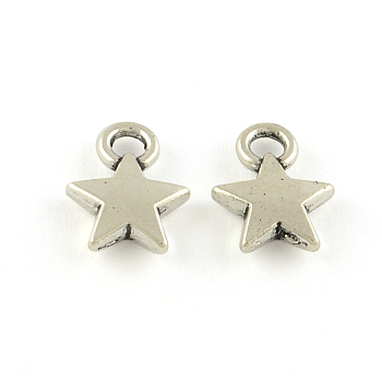 Tibetan Style Alloy Star Charms, Cadmium Free & Lead Free, Antique Silver, 12x9x2mm, Hole: 2mm, about 1810pcs/1000g