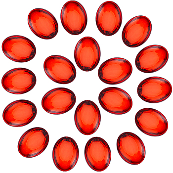 Acrylic Rhinestone Cabochons, Oval, Red, 40x29.5x7mm, 20pcs/box