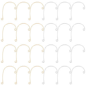 40Pcs 2 Colors 316 Stainless Steel Ear Cuff Findings, Climber Wrap Around Non Piercing Earring Findings with 2 Loop, Golden & Stainless Steel Color, 59x37x0.5mm, Hole: 4mm, 20pcs/color