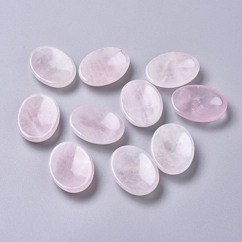Natural Rose Quartz Massager, Worry Stone for Anxiety Therapy, Oval, 40x30x9mm