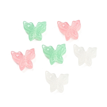 Opaque Resin Beads, Butterfly, Mixed Color, 12x14x5mm, Hole: 1.2mm