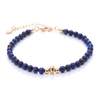 Synthetic Blue Goldstone Round Beaded Bracelet