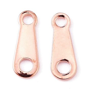 Ion Plating(IP) 304 Stainless Steel Chain Tabs, Chain Extender Connectors, Teardrop, Rose Gold, 10x4x0.5mm, Hole: 1.4mm and 1.8mm