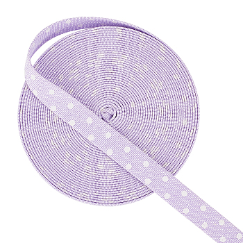 10 Yards Polycotton Ribbons, Garment Accessories, Polka Dot Pattern, Lilac, 3/8 inch(10mm)