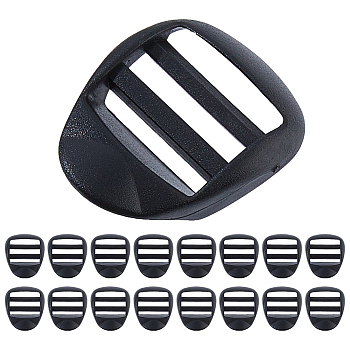 20Pcs POM Plastic Ladder Lock Slider Buckles, Adjustable Webbing Strap Side Release Buckles, for Backpack Strap Accessories, Black, 44x34.5x10.5mm, Hole 1: 25.5x5mm, Hole 2: 25.5x4mm