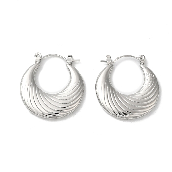 304 Stainless Steel Hoop Earrings for Women, Double Horn, Stainless Steel Color, 25x23x3mm