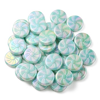 UV Plating Opaque Acrylic Beads, Lollipop, Pale Green, 23x7mm, Hole: 2.5mm