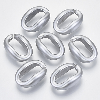 Opaque Spray Painted Acrylic Linking Rings, Quick Link Connectors, for Cable Chains Making, Oval, Silver, 27x19x10mm, Inner Diameter: 19x8.5mm, about 276pcs/500g