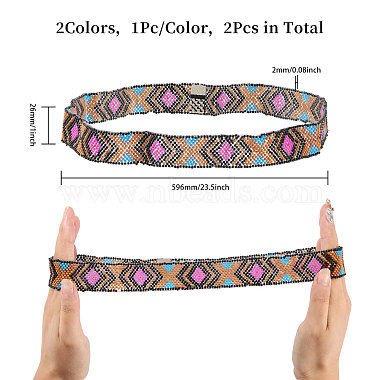 2pcs 2 style Jute Braided & Plastic Hat Belt Sets(FIND-CA0008-49)-2