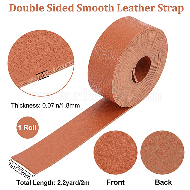 2M Flat Single Face Lychee Pattern Imitation Leather Band(LC-WH0010-02A-04)-2